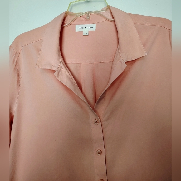 Cloth & Stone By Antropologie Tie-Front Blouse Peach Buttons Lyocell sz M. - Picture 14 of 14